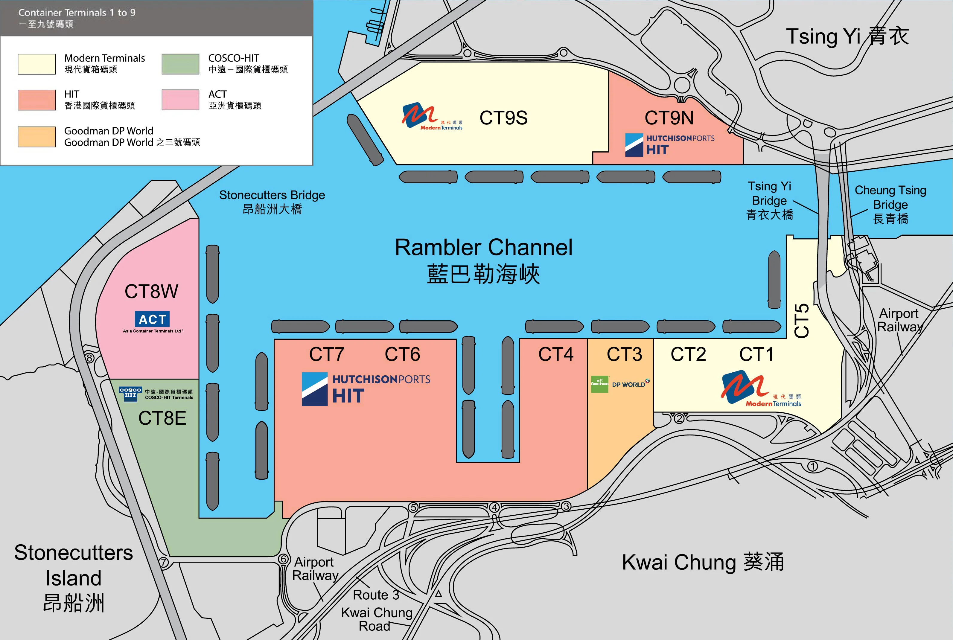 Layout of Kwai Tsing Container Terminal